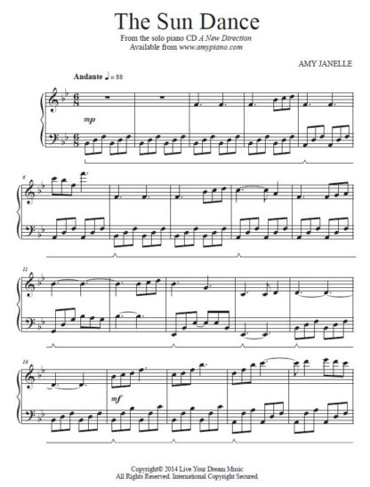 The Sun Dance Sheet Music PDF Download - Amy Janelle - Solo Piano Artist